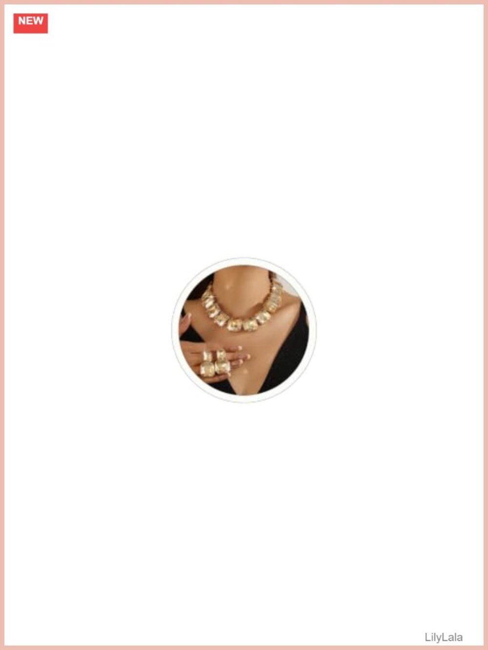 Chunky Rhinestone Necklace Earrings Set Square Crystal Gold Tone Women Jewelry